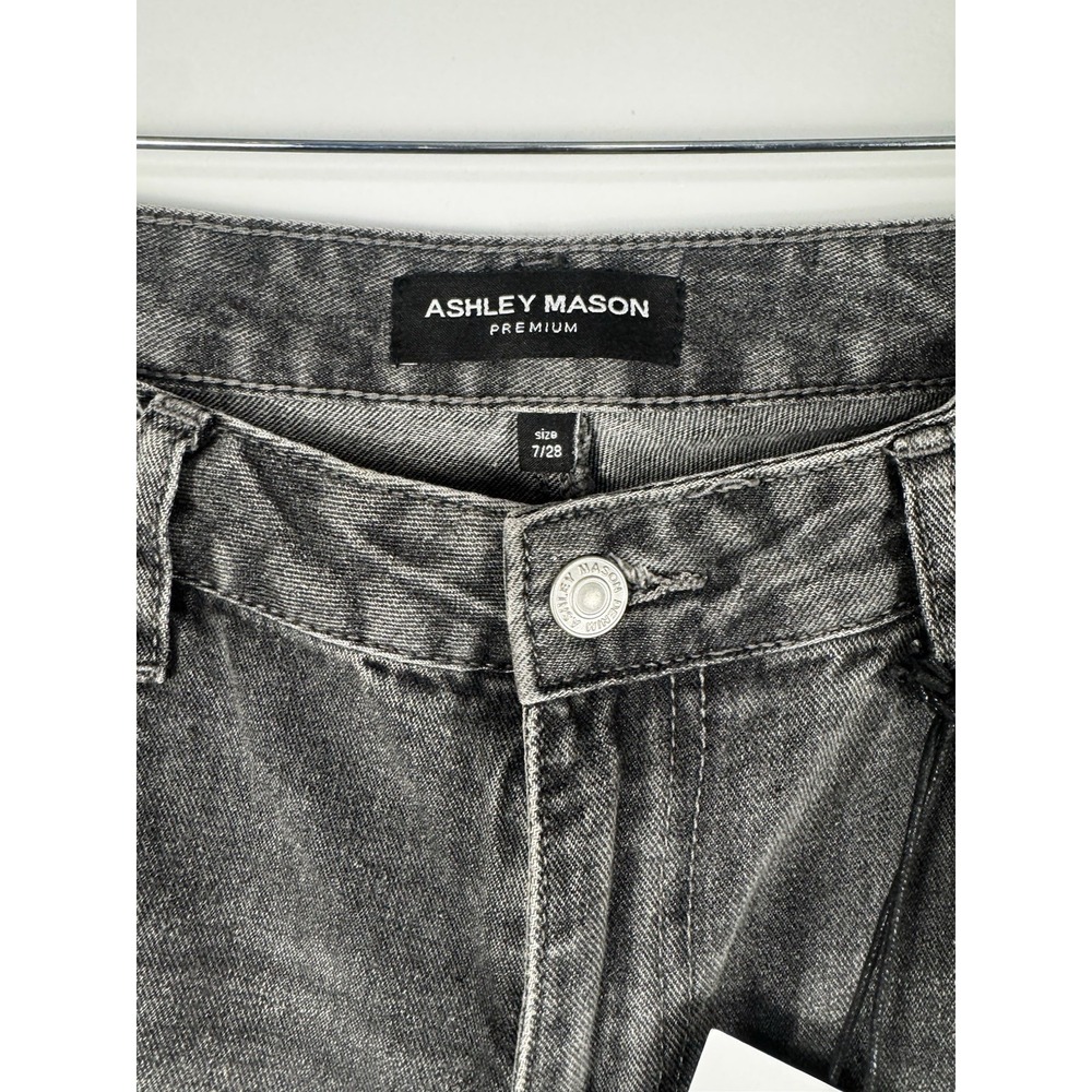 Womens Jeans Black Baggy Wide Leg Distressed Wash Star NWT Size 7/28 Y2K Grunge - Picture 6 of 16